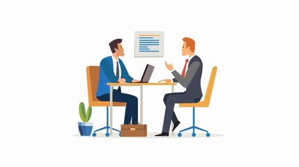 Fototapeta premium Manager Providing Feedback to Employee - Flat Design Mentorship Concept with Copy Space, Isolated White Background Illustration