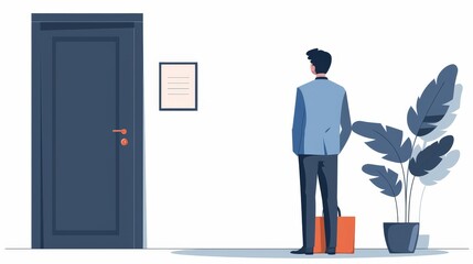 Business Owner's Financial Crisis - Foreclosure Notice on Office Door Flat Design Illustration