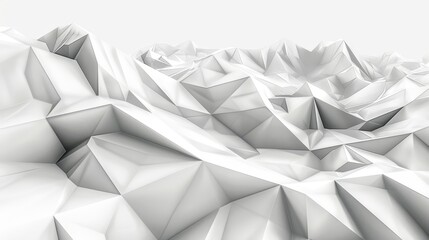 Abstract Low Poly Geometric Pattern in Monochrome Tones for Minimalist Design Projects on White Background with Copy Space