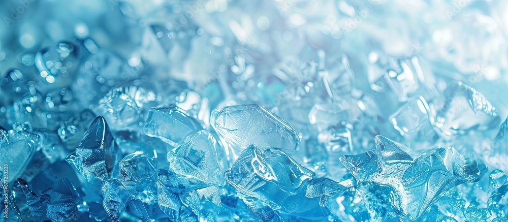 Poster background in shades of blue with various ice textures suitable for copy space image