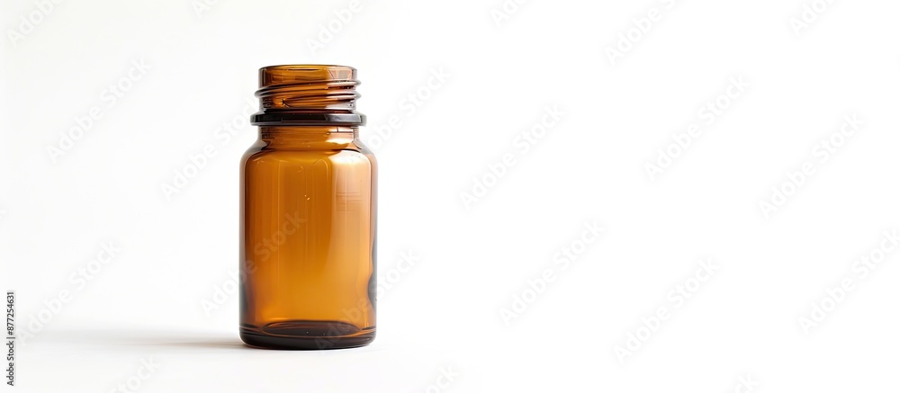 Poster amber bottle capsule on a white background provides ample copy space for text