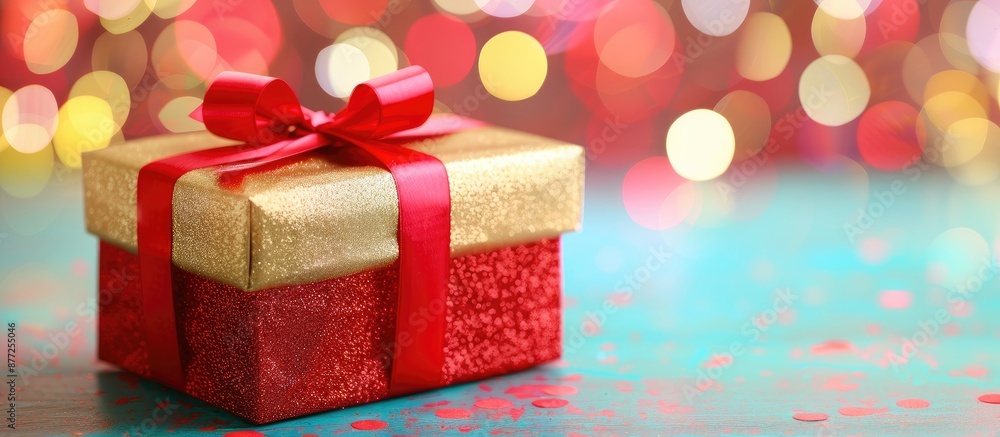 Aufkleber A gift box to surprise during a celebration with an image of blank space included. with copy space image. Place for adding text or design