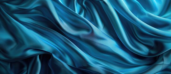 Obraz premium A cerulean silk fabric with drapery creates an abstract background for design elements with copy space image suitable for Valentine s Day with texture pattern and ornaments