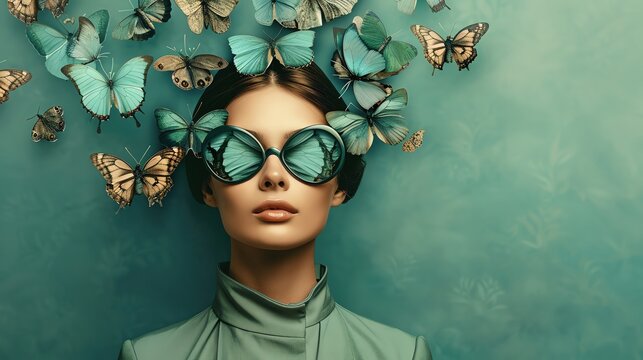 Artistic portrayal of a woman undergoing metamorphosis, surreal and symbolic, metamorphosis woman, conceptual art, transformation