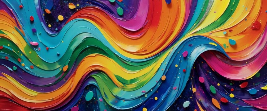 Abstract background and wallpaper Bold thick brushstrokes rainbo