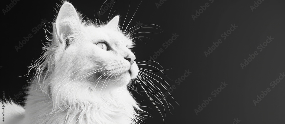 Aufkleber detailed view of a white turkish angora cat with ample copy space image