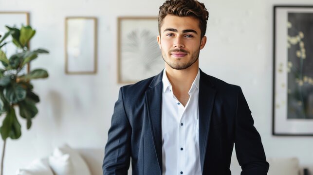 Portrait of a Handsome Young Man in a Suit