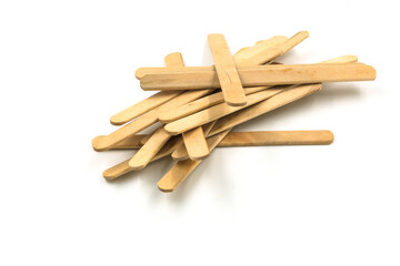 Popsicle sticks for crafts are on a white background.