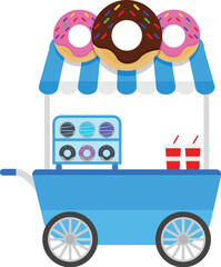 Blue Donut Street Cart With Drinks