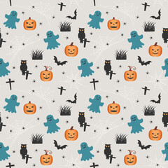 Halloween cartoon seamless pattern,celebrate theme background for decorative,wrapping paper or wallpaper