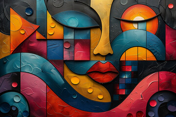 An abstract portrayal of a woman rendered.