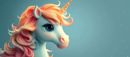 Obraz premium Unicorn toy portrait isolated light blue background