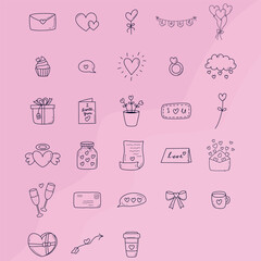 Doodle Love Set element Decorations 