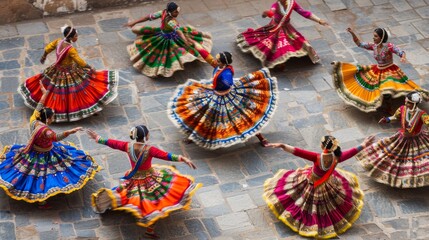 Colorful Traditional Indian Dance Performance in Motion