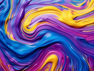 Obraz premium Swirling Abstract Art with Vibrant Yellow, Blue, and Purple Colors