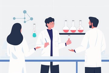 Dynamic Science Lecture in Classroom - Vector Illustration with Minimalist 2D Flat Style Emphasizing Depth of Field