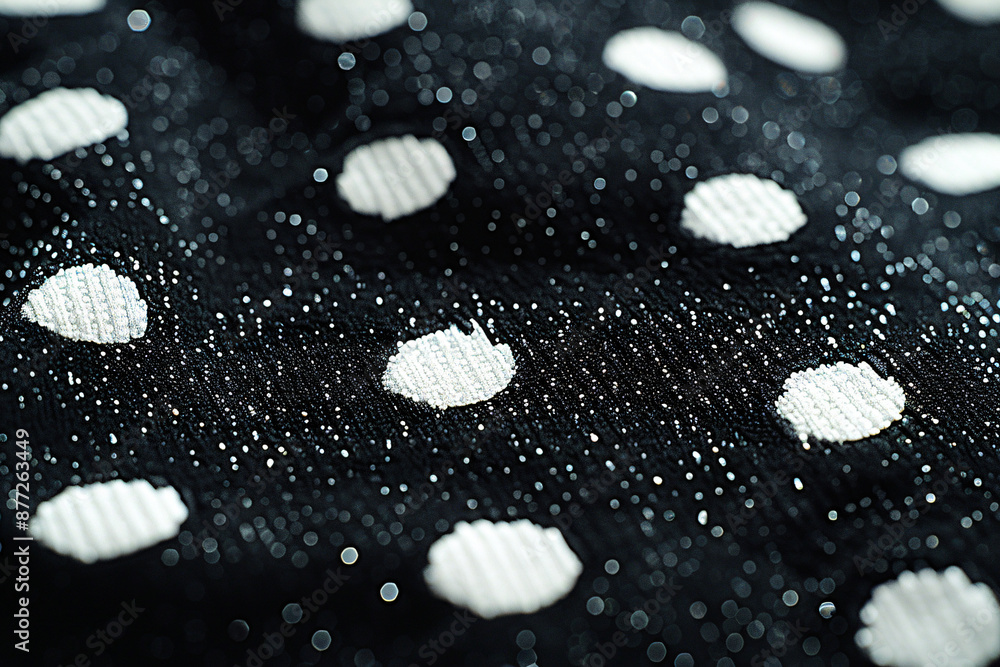 Poster black and white polka dot pattern on paper in a flat lay. white circles with a black background. bac