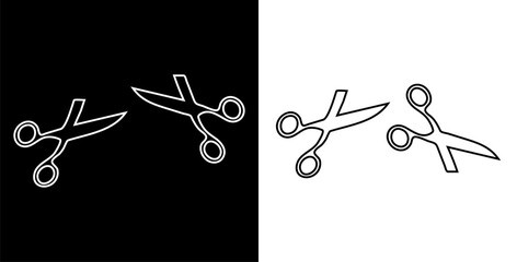 Scissors icon linear design illustration.