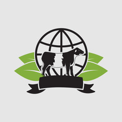 World cows logo icon vector graphic illustration on background