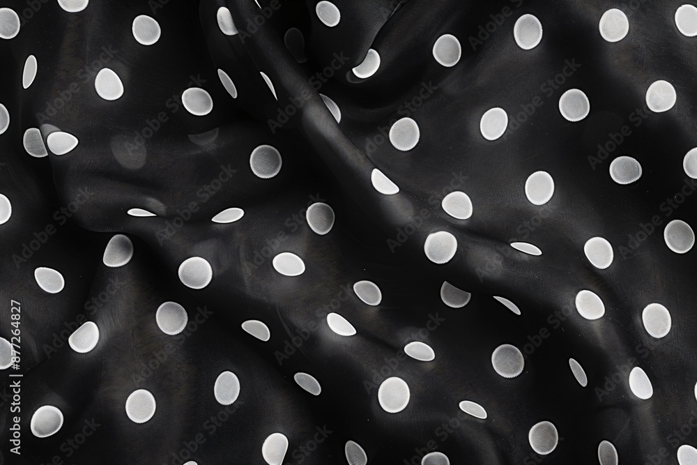 Poster black and white polka dot pattern on paper in a flat lay. white circles with a black background. bac