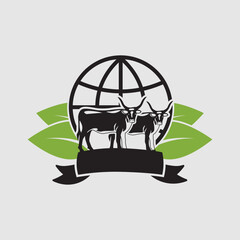 World cows logo icon vector graphic illustration on background
