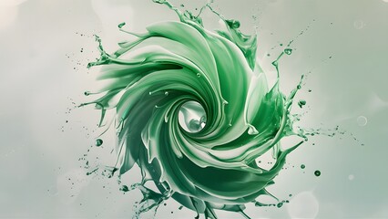 A quiet swirl of mint green and seafoam blue abstract shape. Ai generate