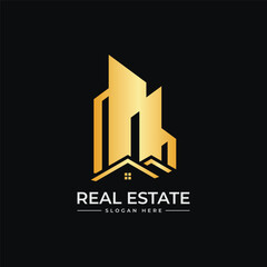 Real Estate Logo Vector Design With Golden Color