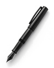 Elegant Black Fountain Pen Isolated on White Background