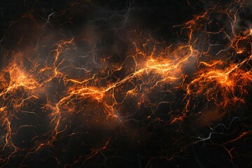 Abstract black and orange background with electric currents
