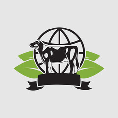 World cows logo icon vector graphic illustration on background