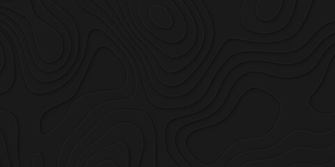 Abstract papercut multi layers background. 3D topographic pattern banner design. Black papercut wave background design. Vector illustration.