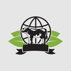 World cows logo icon vector graphic illustration on background