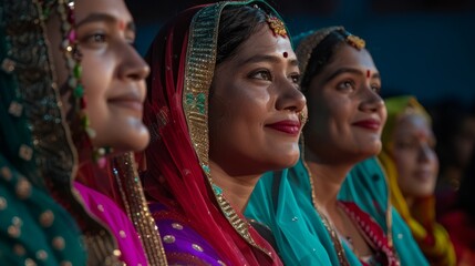 Fototapeta premium Radiant Traditional Indian Women at Cultural Event