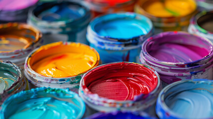 Cans with colorful paint