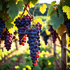 Fototapeta premium grapes hang from the vines, promising the rich flavors of summer's bounty captured in each plump fruit