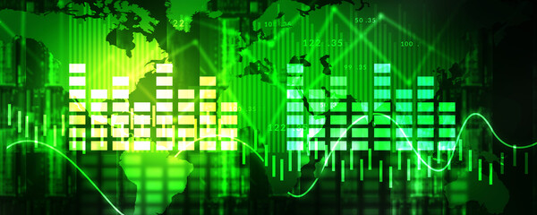 2d illustration Stock market online business concept. business Graph 