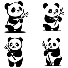 Naklejka premium minimalist logo of a panda simple black and white vector, on a white background