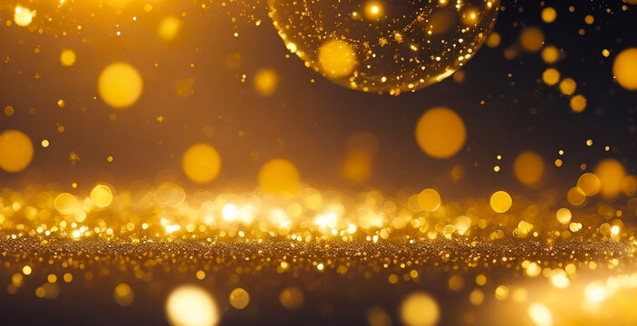 Ein glitzernder abstrakter Gold-Bokeh-Effekt