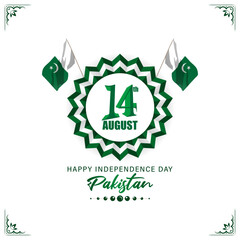 Vector illustration of Happy Pakistan Independence Day social media feed template