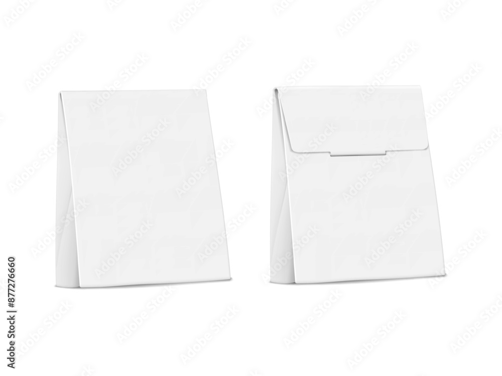 Canvas Prints white blank square paper pinch top box. front and back. realistic 3d vector mock-up. flat bottom sid