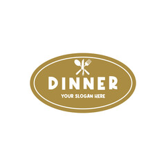 dinner food logo restaurant design concept idea with label stamp