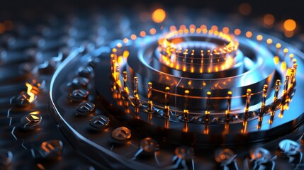 Abstract sci-fi device, Vibration energy collector. Futuristic Shock absorption system