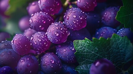 Close-up of Fresh Grapes with Water Droplets