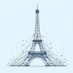Fototapeta premium abstract vector art eiffel tower using minimal lines dots