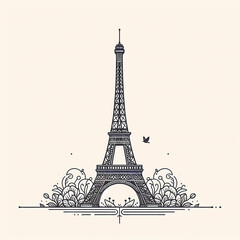 Fototapeta premium minimalist line art drawing eiffel tower background