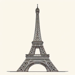 minimalist line art drawing eiffel tower background