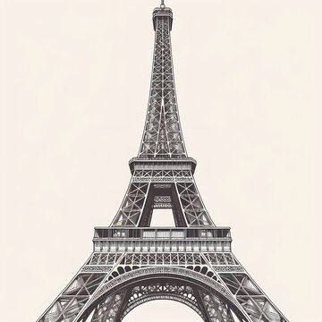 recommend clip art: minimalist line art drawing eiffel tower background