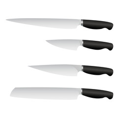 Obraz premium The knives are realistic. carving and chopping knives, chefs knives, fillet knives, cutlery. Vector illustration