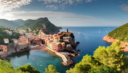 Paradise, background with the ocean, beautiful nature.Generative AI