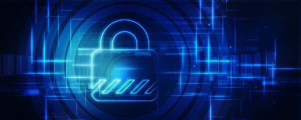 Fototapeta premium 2d illustration Safety concept: Closed Padlock on digital background